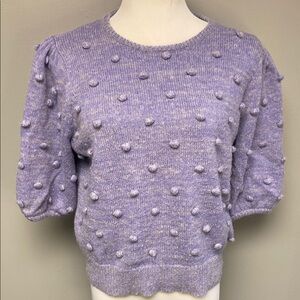 J. Crew Purple Pom-Pom Crew Neck Sweater
